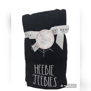 Rae Dunn "Heebie Jeebies" Set of 2 Halloween Hand Towels NWOT